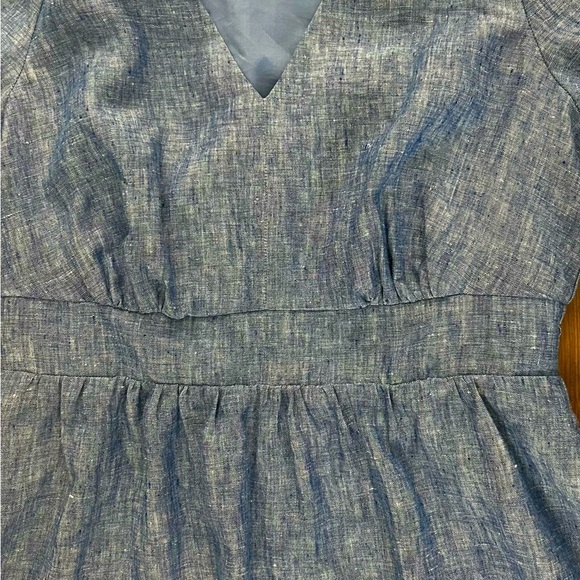 Boden Blue Anna Linen Tiered Dress Puff Ruffle Sleeves Size 10 Fit & Flare - Picture 14 of 15